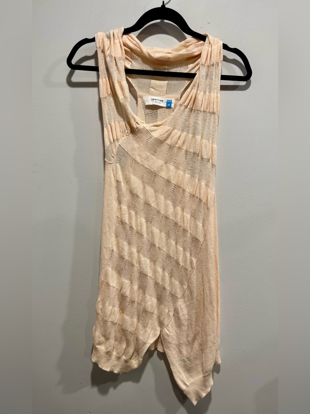 Anthropologie Sparrow Linen Cotton Pointelle Knit Racerback Cowl Tunic Top M